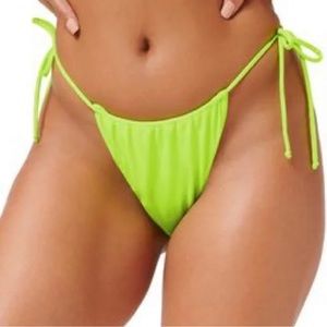Good American Swim Tiny Ties Chartreuse Bikini Bottoms Size 4 XL